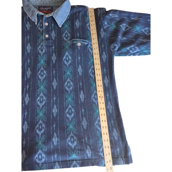 Vintage Wrangler Southwestern Aztec Polo Longsleeve Cowboy Indie Hippie sz XL - Picture 4 of 7